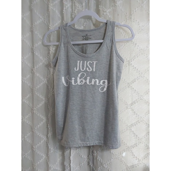 Bobbie Brooks Tops - Bobbie Brooks Womens Just Vibing Graphic Tank Top Heather Gray Small Sleeveless